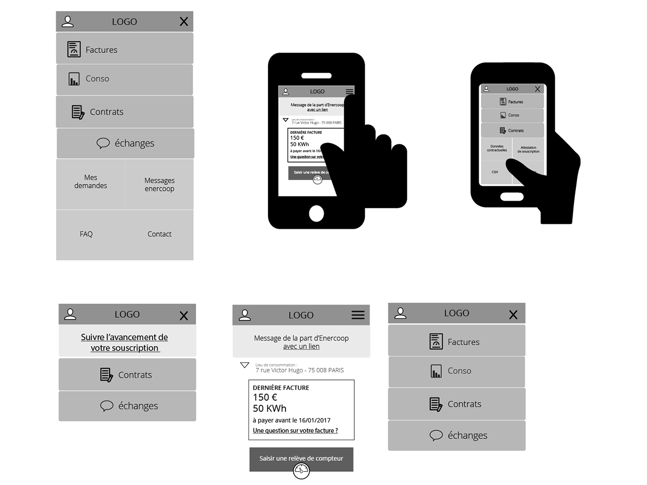 Wireframe mobile enercoop