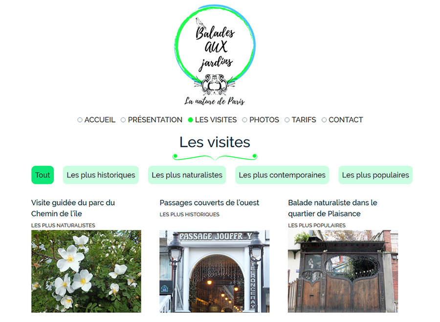 Page des visites de Balades aux jardins